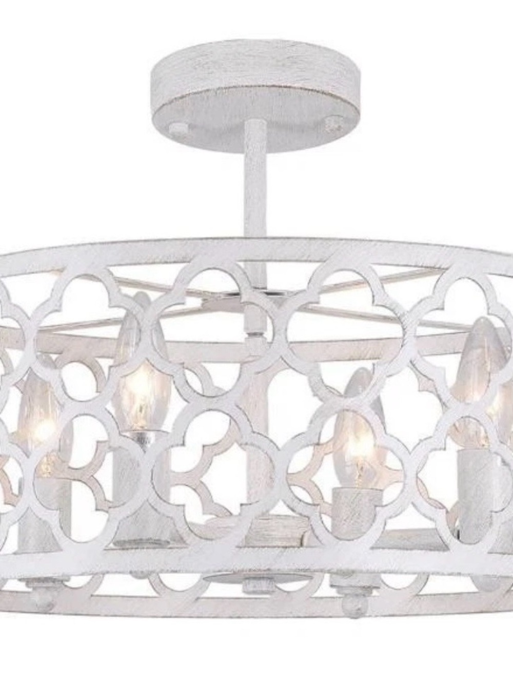 White Decorative Drum Chandelier Ceiling Light by